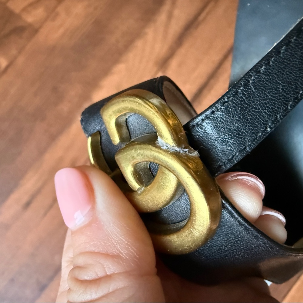 Black leather G marmont thong sandal - Picture 4 of 4